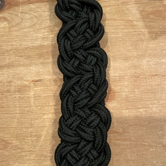 NWT Anthropologie Black Braided Leather brass hardware strap OS - Picture 9 of 12